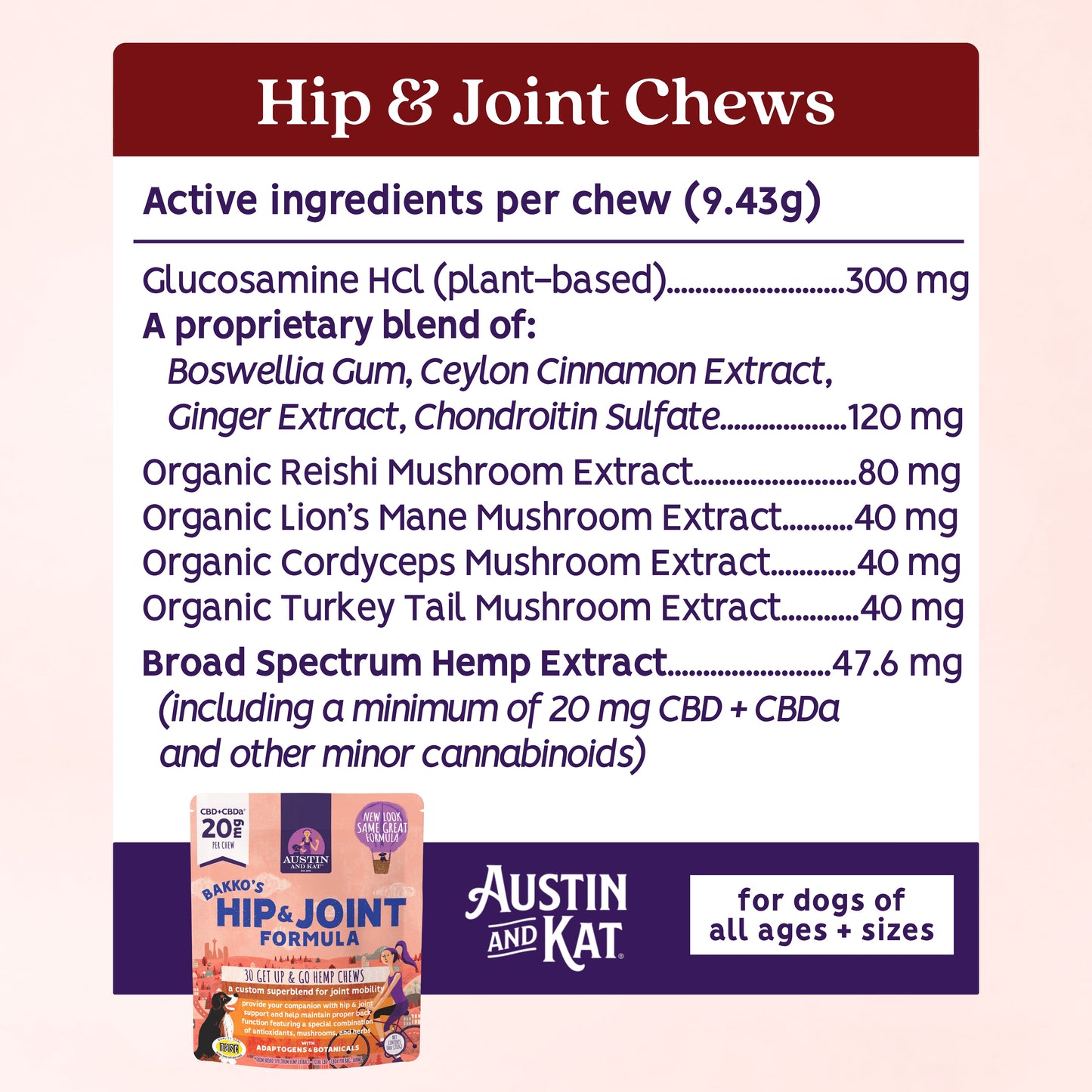 10 PACK - Bakko's Hip & Joint Chews - 20mg
